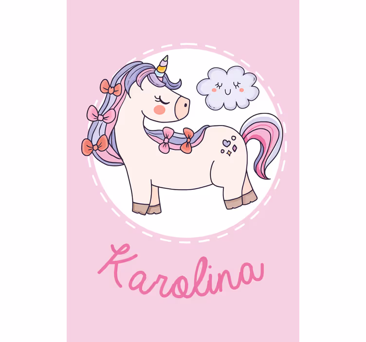 Unicorn roz cu nume personalizat tipărit Rulouri - TenStickers
