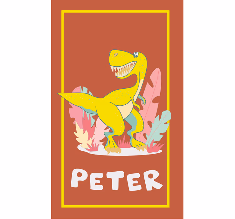 Rulou geam dinozauri t-rex galben cu nume - TenStickers