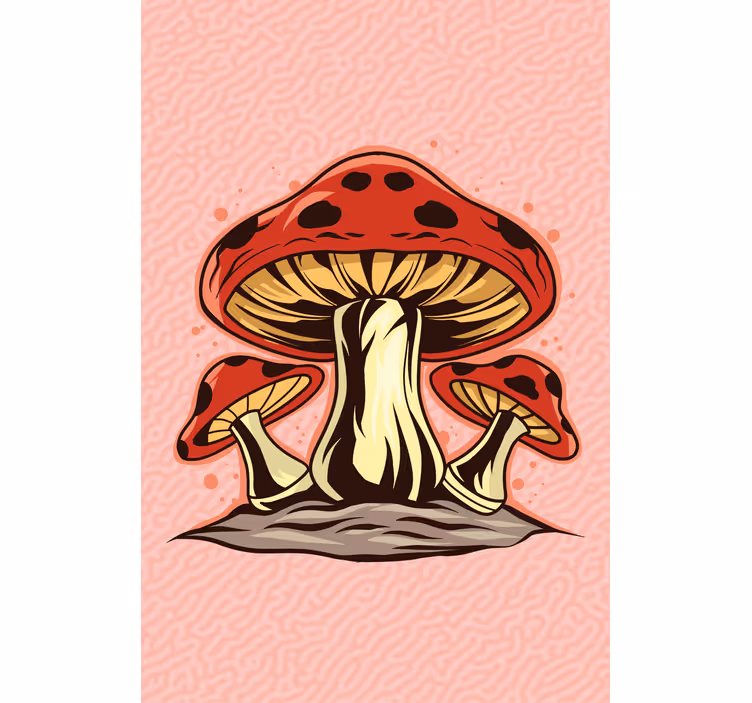 Rulou geam flori și plante trio vibrant de ciuperci - TenStickers