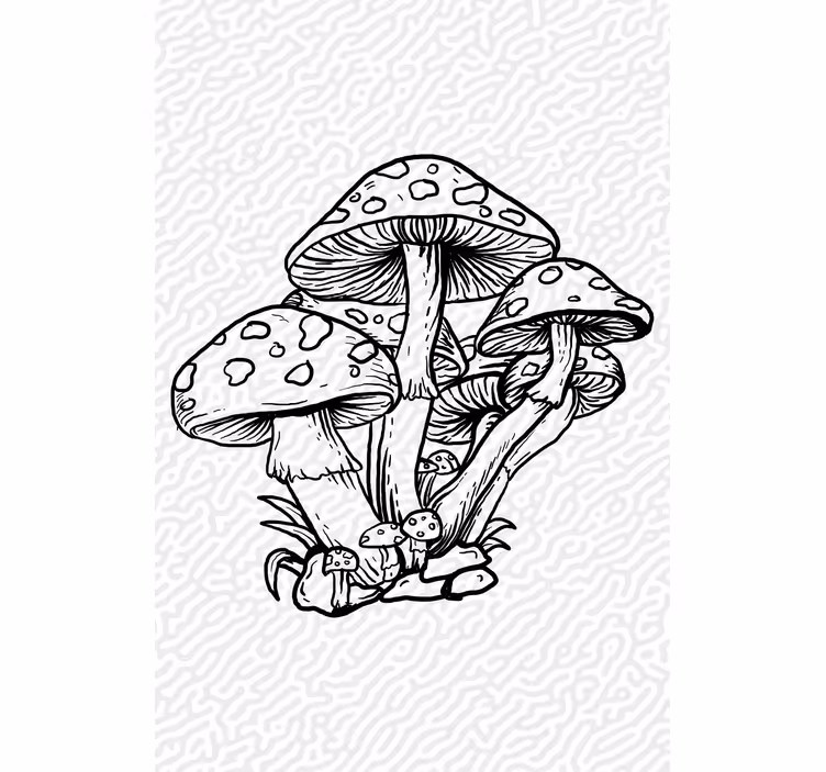 Rulou geam copaci silueta ciorchine de ciuperci - TenStickers