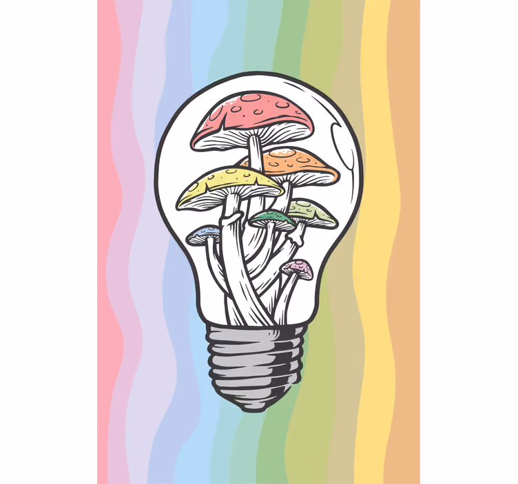 Rulou geam flori și plante bec ciuperci art - TenStickers
