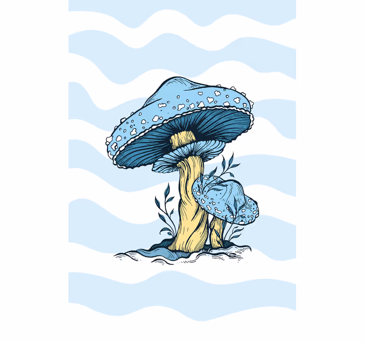 Rulou geam flori și plante ciuperci albastre - TenStickers