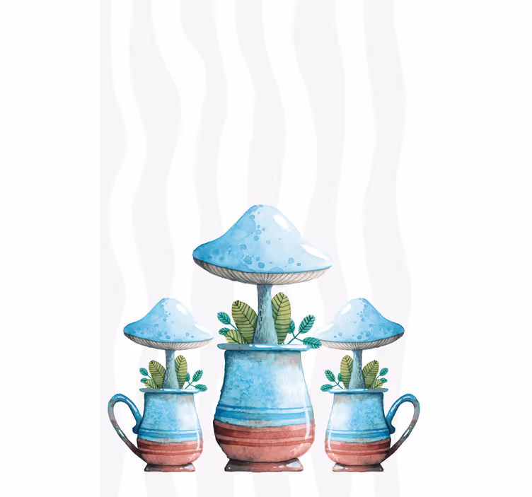 Rulou geam flori și plante ghivece cu ciuperci - TenStickers