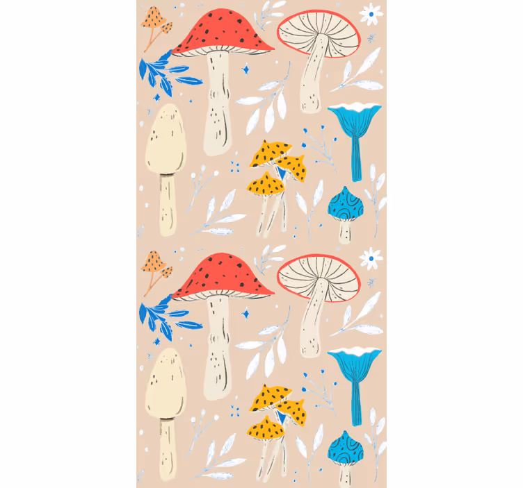 Rulou geam ilustrație stilizată de ciuperci - TenStickers