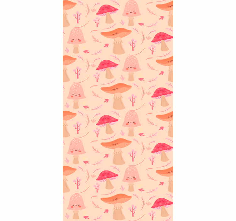 Rulou geam flori și plante modele de ushroom roz - TenStickers