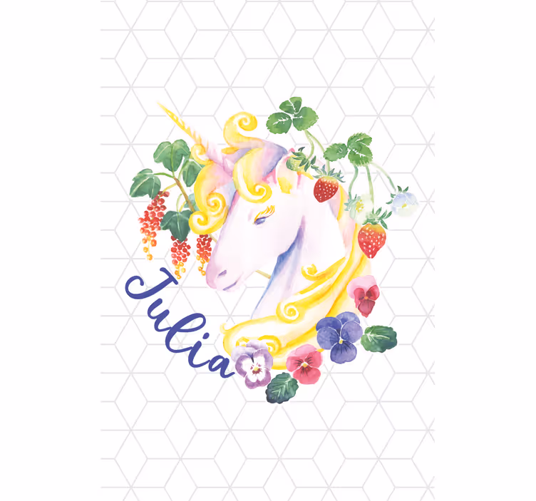 Cap de unicorn peste dale hexagonale copii Ruloui - TenStickers