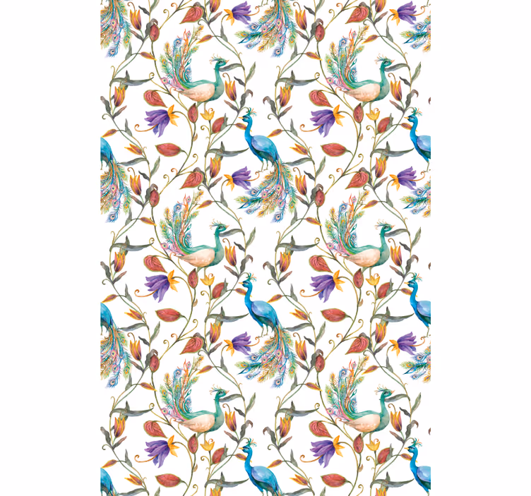 Rulou geam flori și plante floral păun elegant - TenStickers
