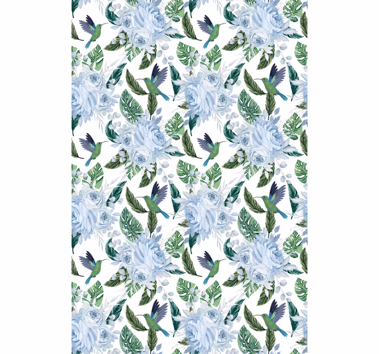 Rulou geam flori și plante colibri si trandafiri - TenStickers