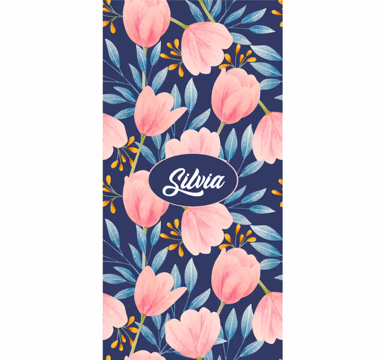 Rulou geam flori și plante design floral roz - TenStickers