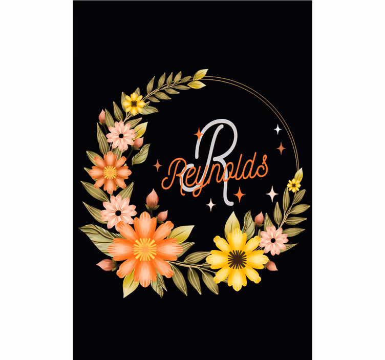 Rulou geam flori și plante inițială și nume elegant - TenStickers