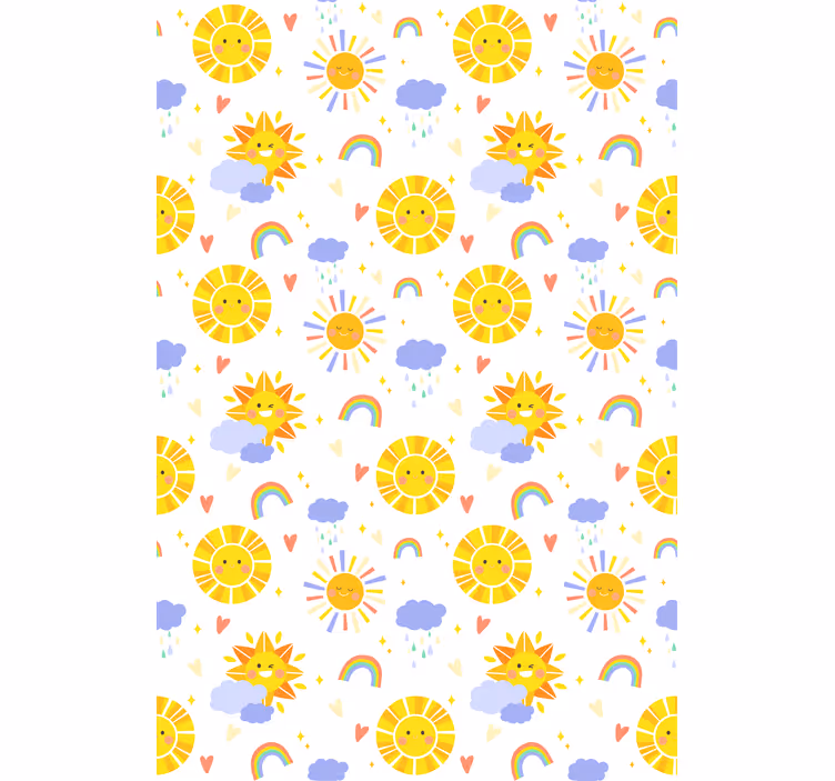 Rulou geam pentru copii nori însorite și curcubee - TenStickers