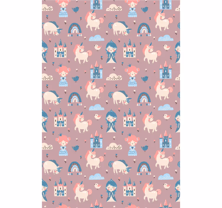 Rulou geam pentru copii unicorni și castele - TenStickers