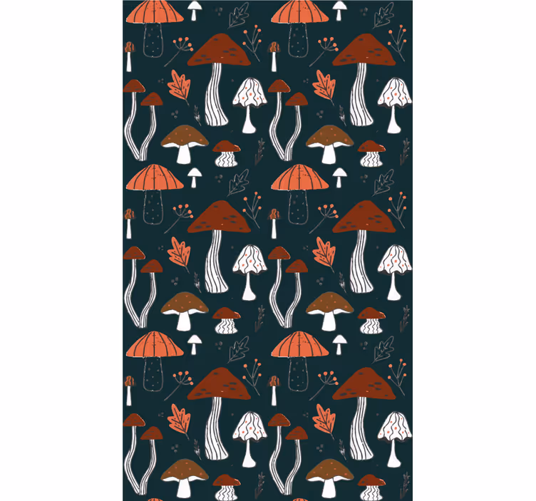 Rulou geam flori și plante motiv ciuperci art - TenStickers