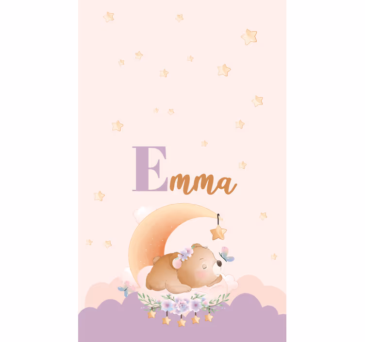 Rulou geam pentru copii urs adormit cu nume - TenStickers