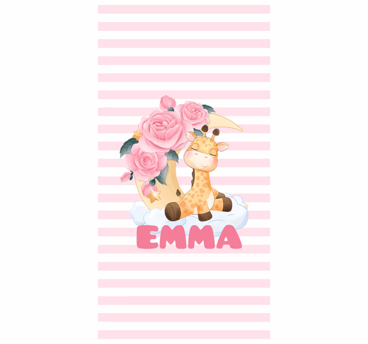 Rulou geam personalizat girafa cu trandafiri - TenStickers