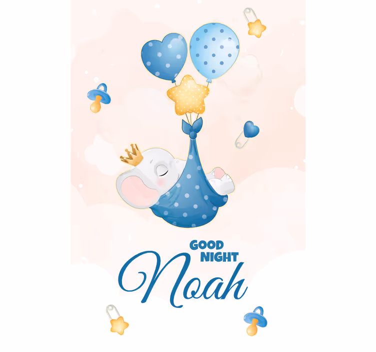 Rulou geam copil noapte buna elefant cu nume - TenStickers