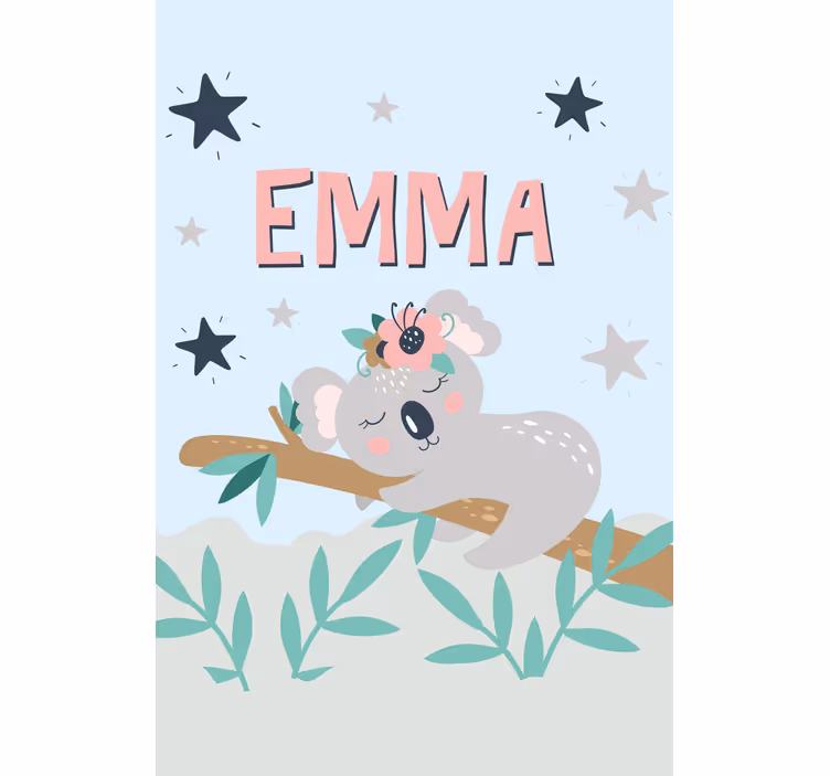 Rulou geam pentru copii pui de koala cu nume - TenStickers