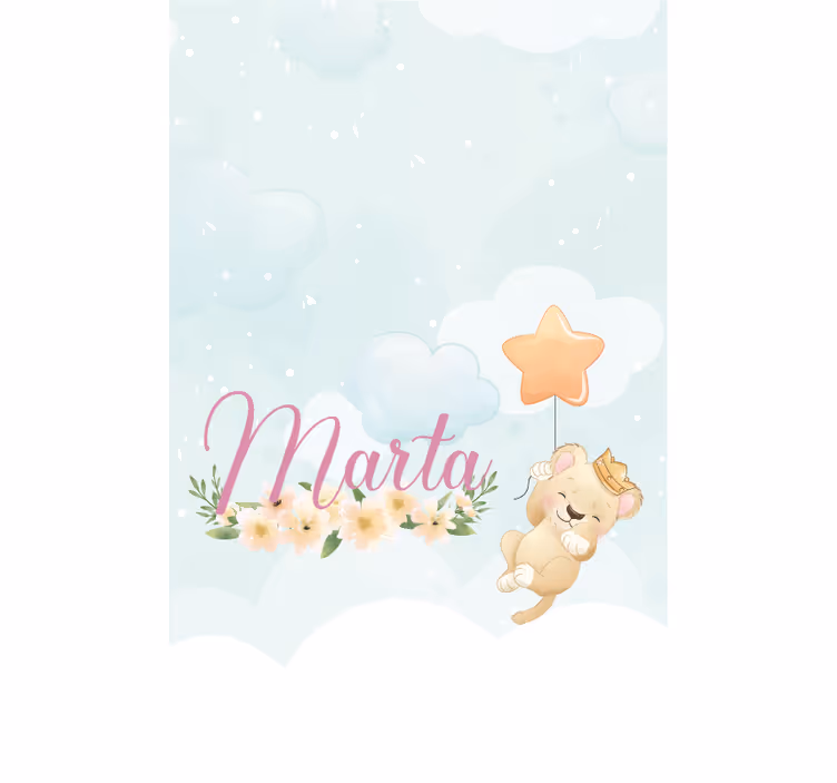 Rulou geam copil bby leu cu stea și nume - TenStickers