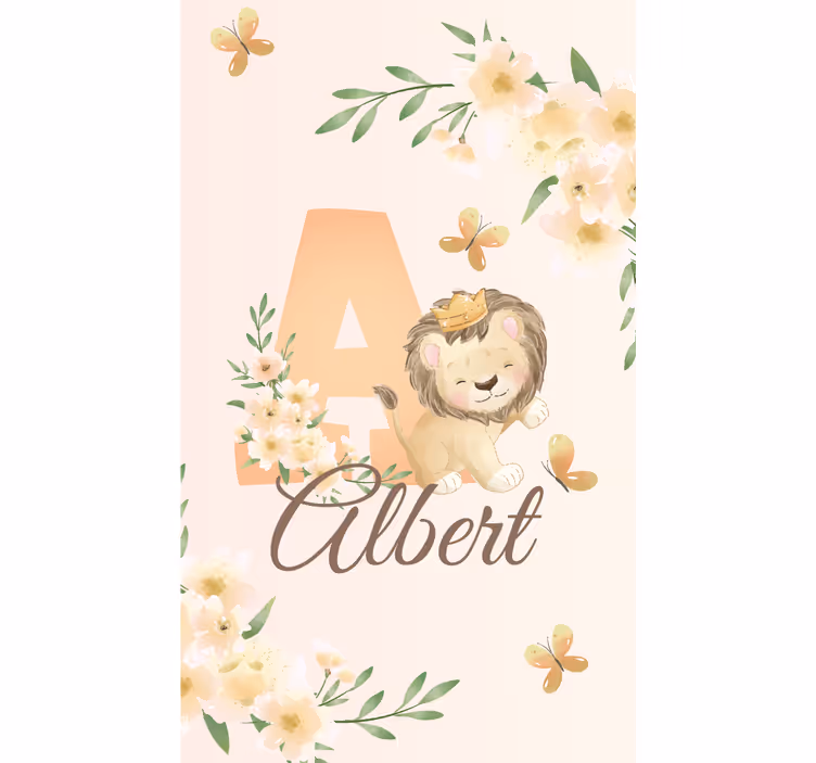 Rulou geam pentru copii pui de leu cu nume si initiala - TenStickers