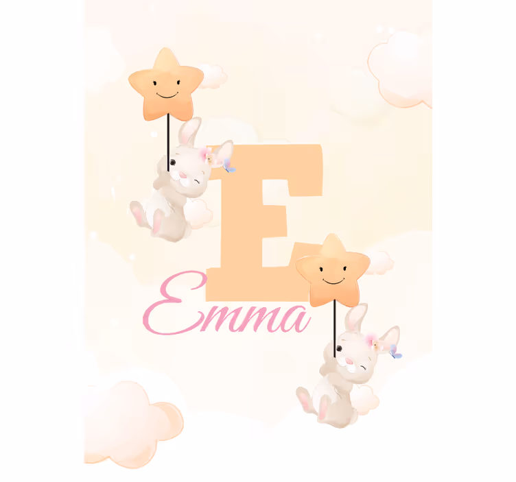 Rulou geam pentru copii iepurași cu stele cu nume - TenStickers