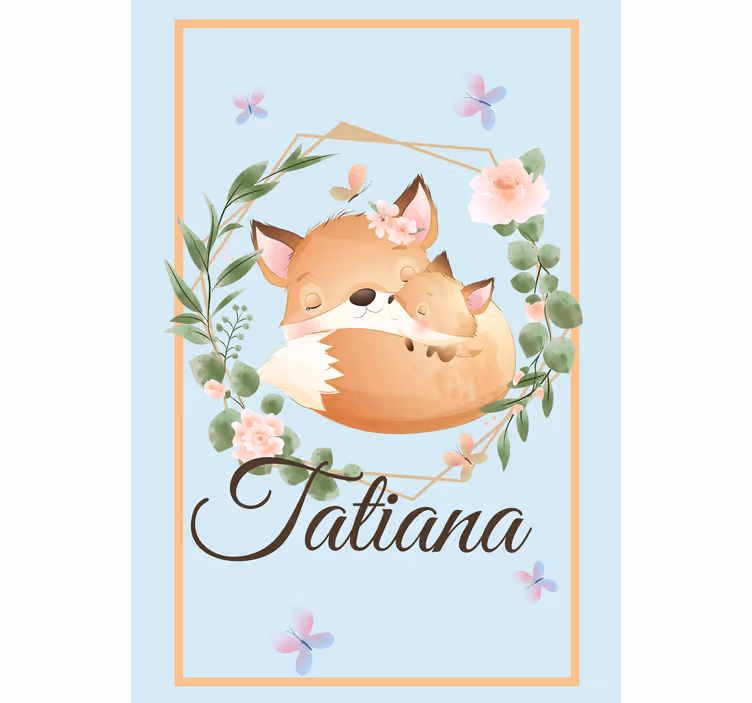 Rulou geam pentru copii familie de vulpi cu nume - TenStickers