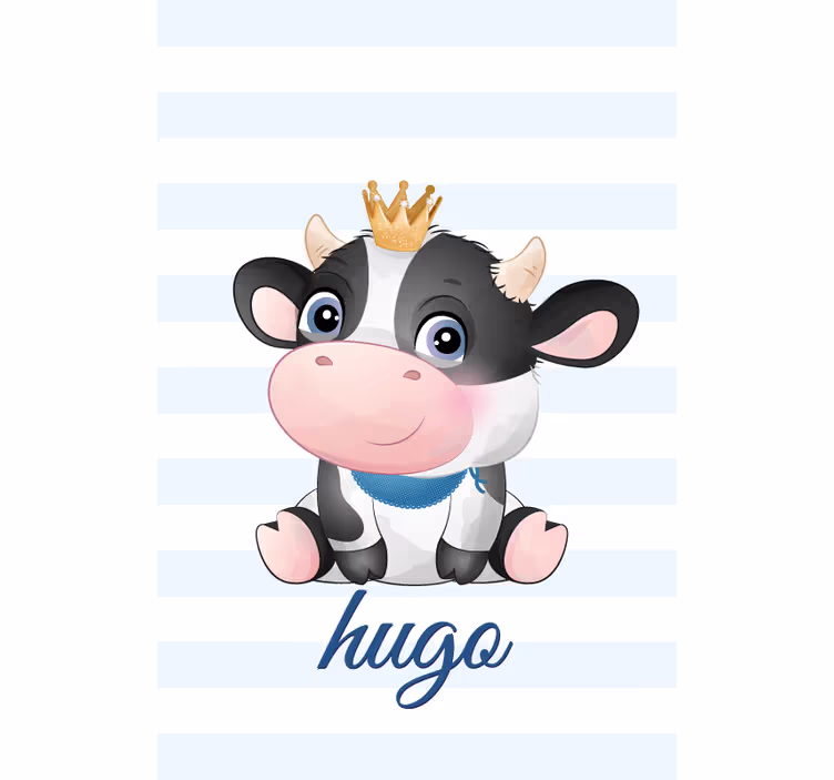 Rulou geam pentru copii vacă încoronată cu nume - TenStickers