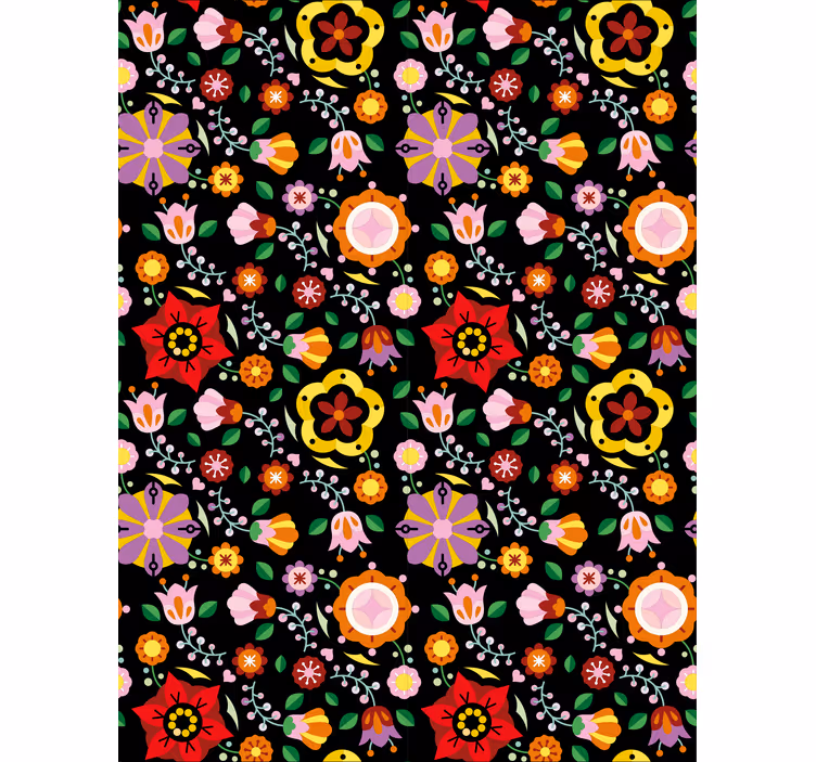Rulou geam floral temă plină de viață colorată - TenStickers