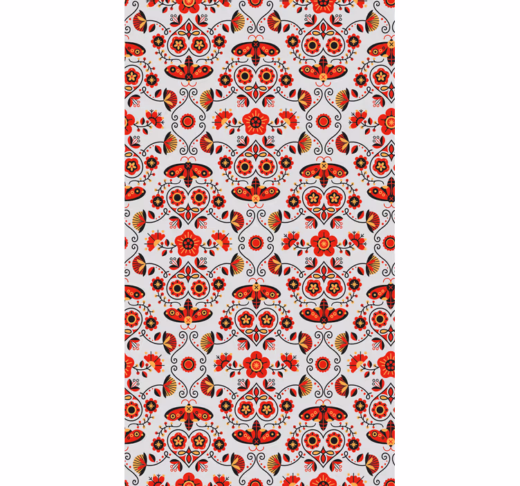 Rulou geam floral model roșu lustruit - TenStickers