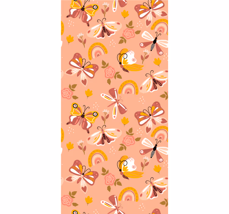 Rulou geam fluturi model de fluturare roz - TenStickers