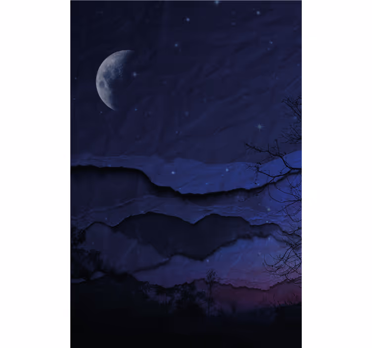 Rulou geam originalul orizont stratificat luminat de lună - TenStickers