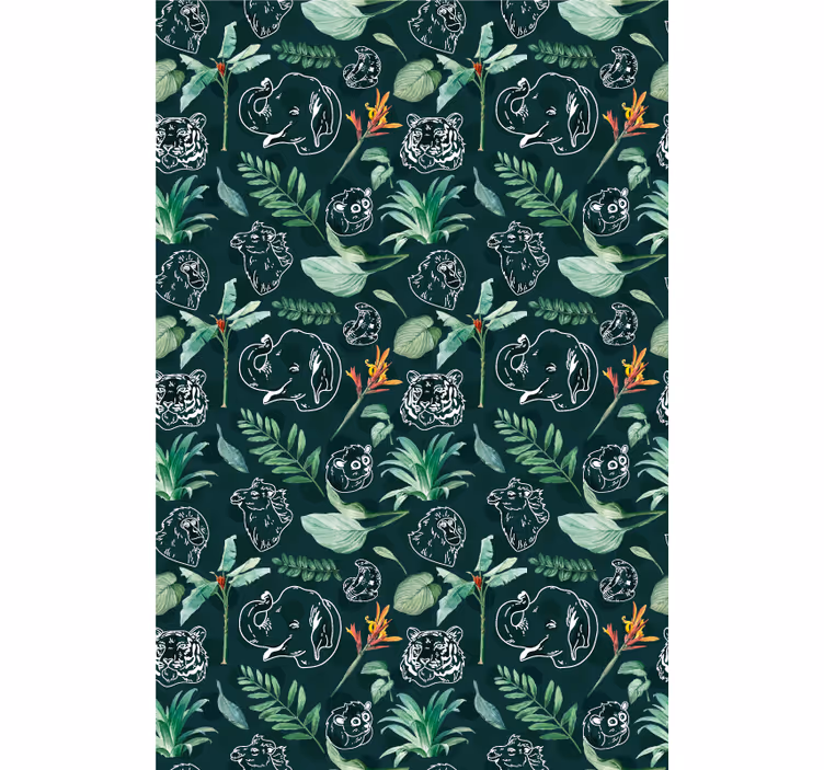 Rulou geam animale schiță animală florală - TenStickers