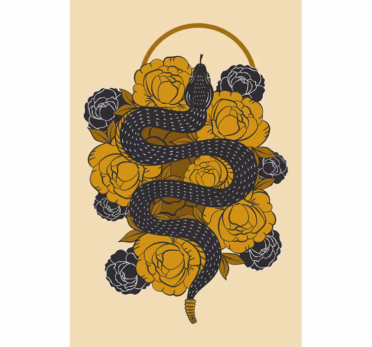 Rulou geam animale șarpe printre flori - TenStickers