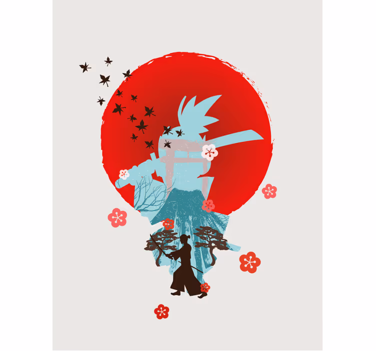 Rulou geam supereroi silueta samurai - TenStickers
