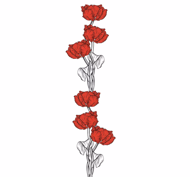 Rulou geam flori și plante flori roșii elegante - TenStickers