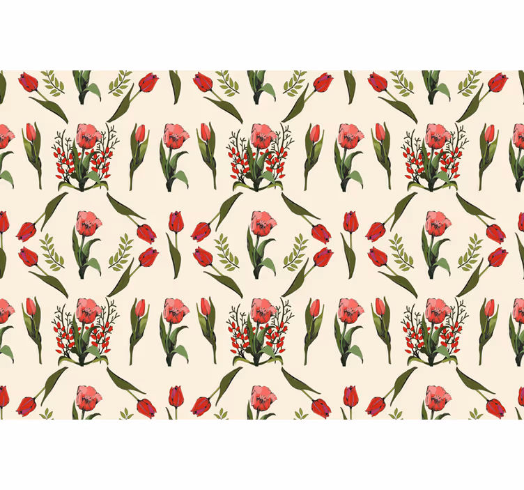 Rulou geam floral aranjament elegant bej - TenStickers