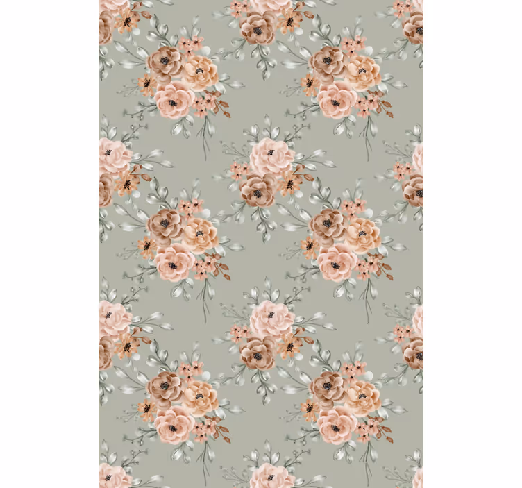 Rulou geam floral frumos aranjament bej - TenStickers