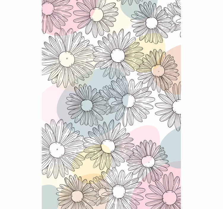 Rulou geam floral margarete și nuanțe pastelate - TenStickers