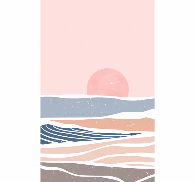 Rulou geam vintage valuri senine de apus - TenStickers