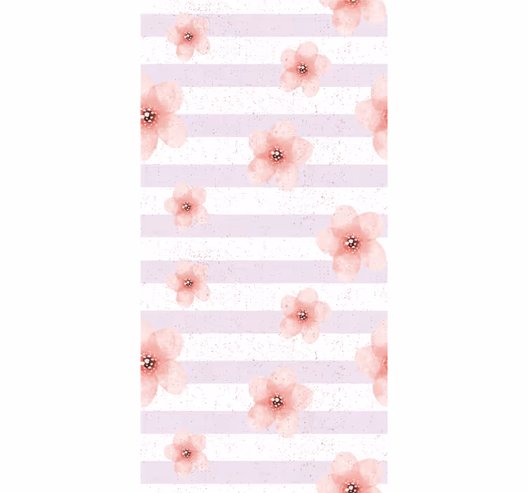 Rulou geam flori și plante dungi florale roz - TenStickers