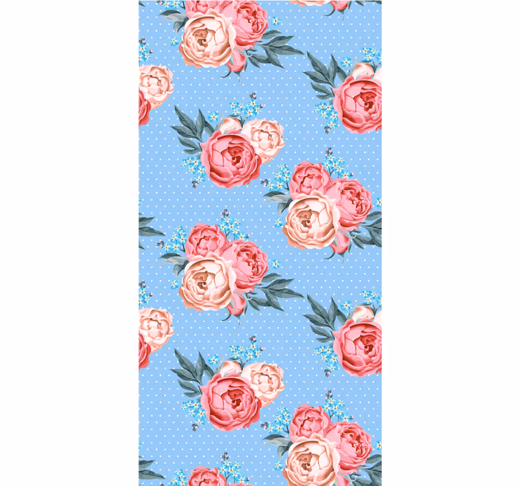 Rulou geam floral trandafiri roz albaștri înfloriți - TenStickers