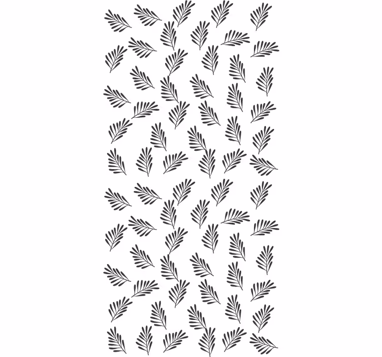 Rulou geam flori și plante motiv alb-negru cu frunze - TenStickers