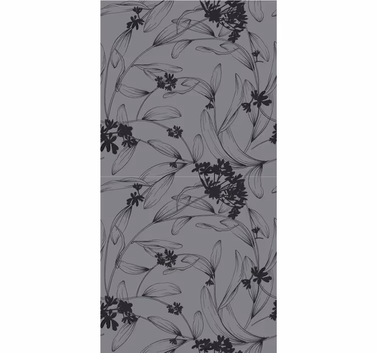 Rulou geam flori și plante design floral monocrom - TenStickers