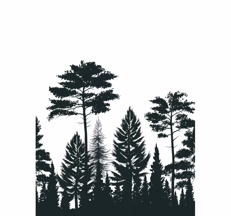 Rulou geam copaci silueta pădure scena - TenStickers