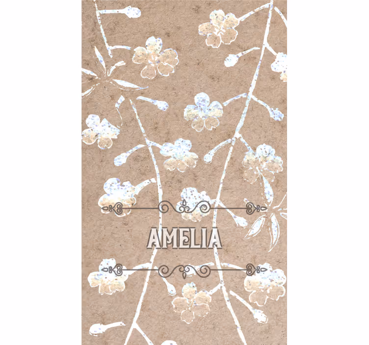 Rulou geam căsătorie design floral bej cu nume - TenStickers