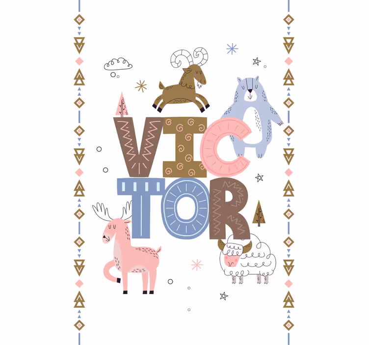 Rulou geam nordic design de animale pentru copii cu nume - TenStickers