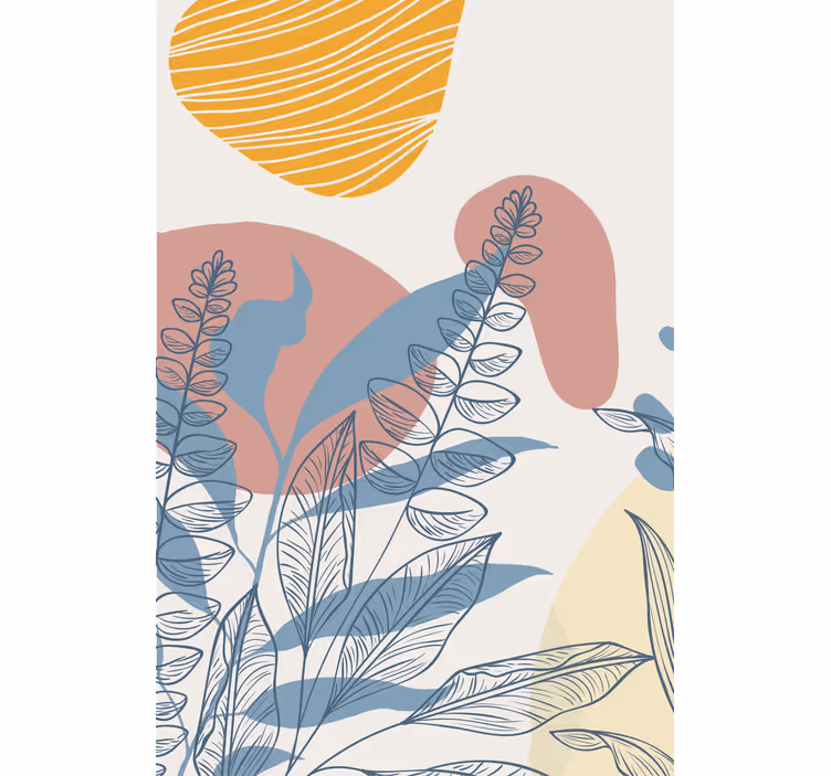 Rulou geam flori și plante modele abstracte de frunze - TenStickers