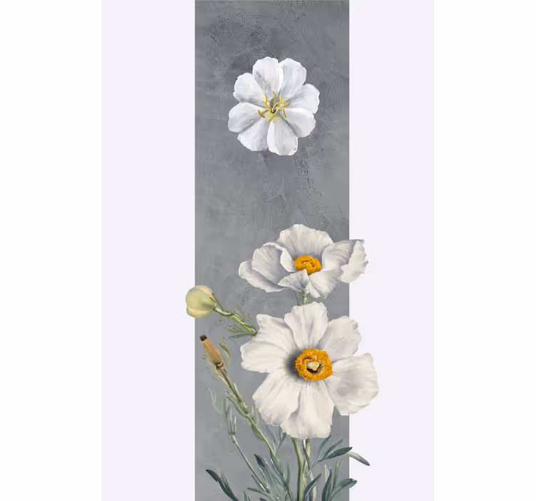 Rulou geam flori și plante buchet alb de flori - TenStickers