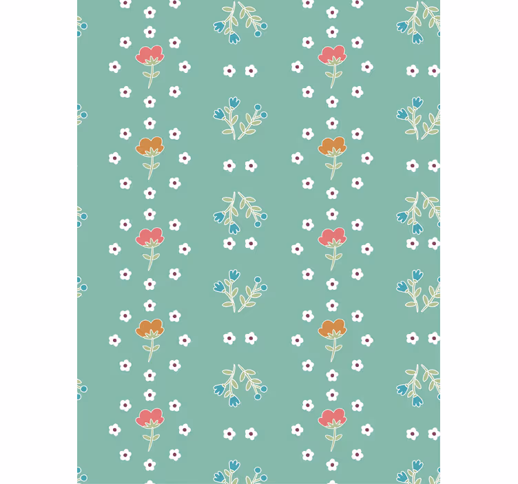 Rulou geam floral compoziție tematică turcoaz - TenStickers