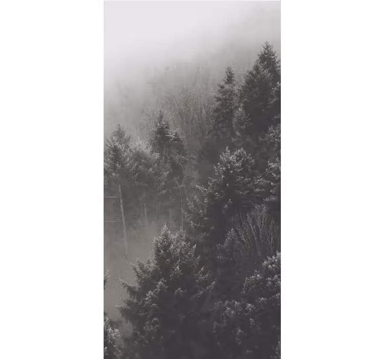 Rulou geam copaci silueta de pădure gri - TenStickers