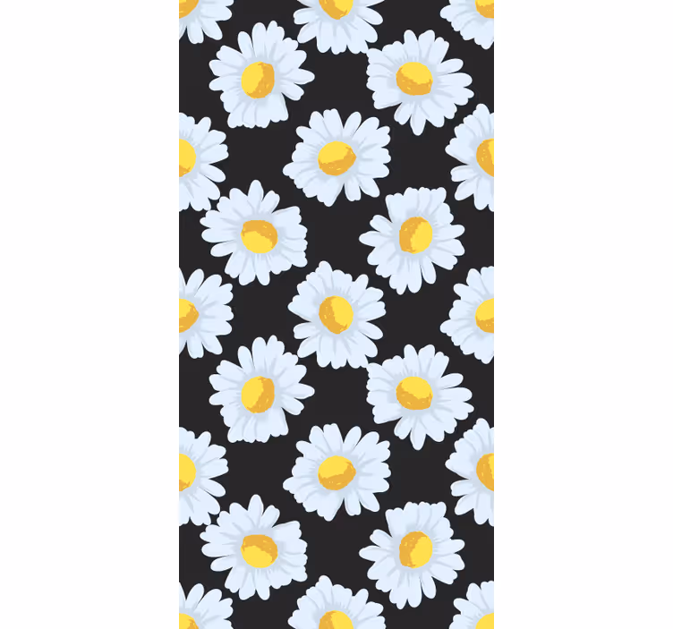 Alb pe negru margarete flori și plante Rulouri - TenStickers